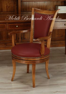 Classic style swivel chair with upholstered wooden structure